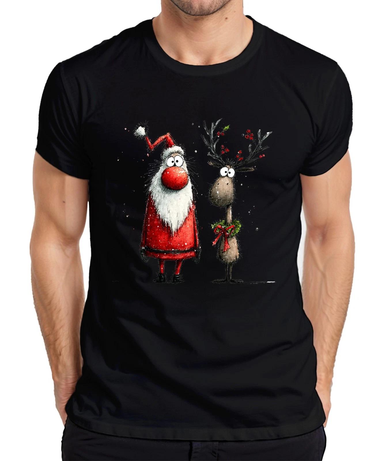 Weihnachtsmann Rentier Lustig Aquarell Weihnachten Geschenk Herren T-Shirt XL