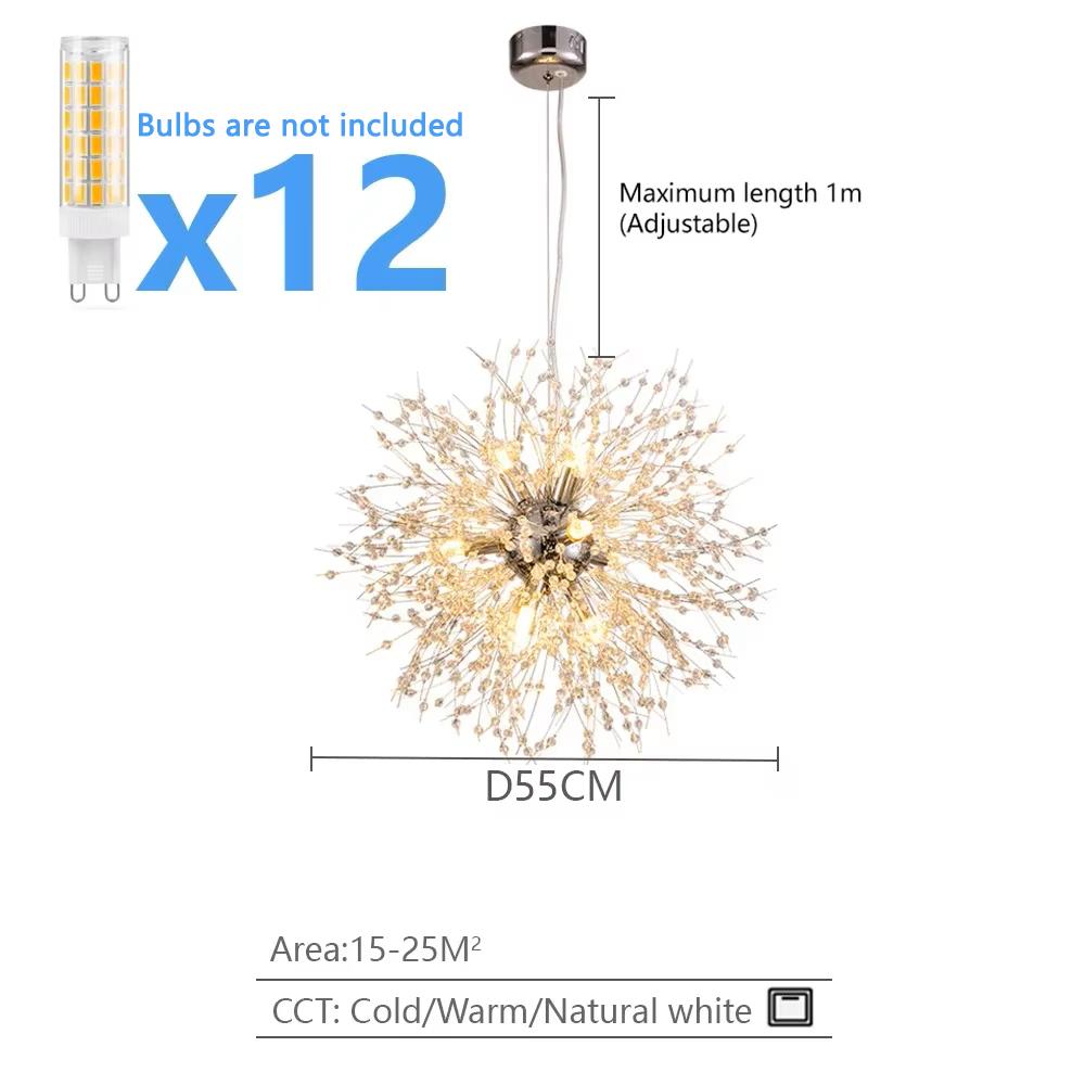 Modern Dandelion LED Chandelier Lighting Pendant Lamp For Living Room Dining Room Bedroom Home Decoration Art Crystal Lamps