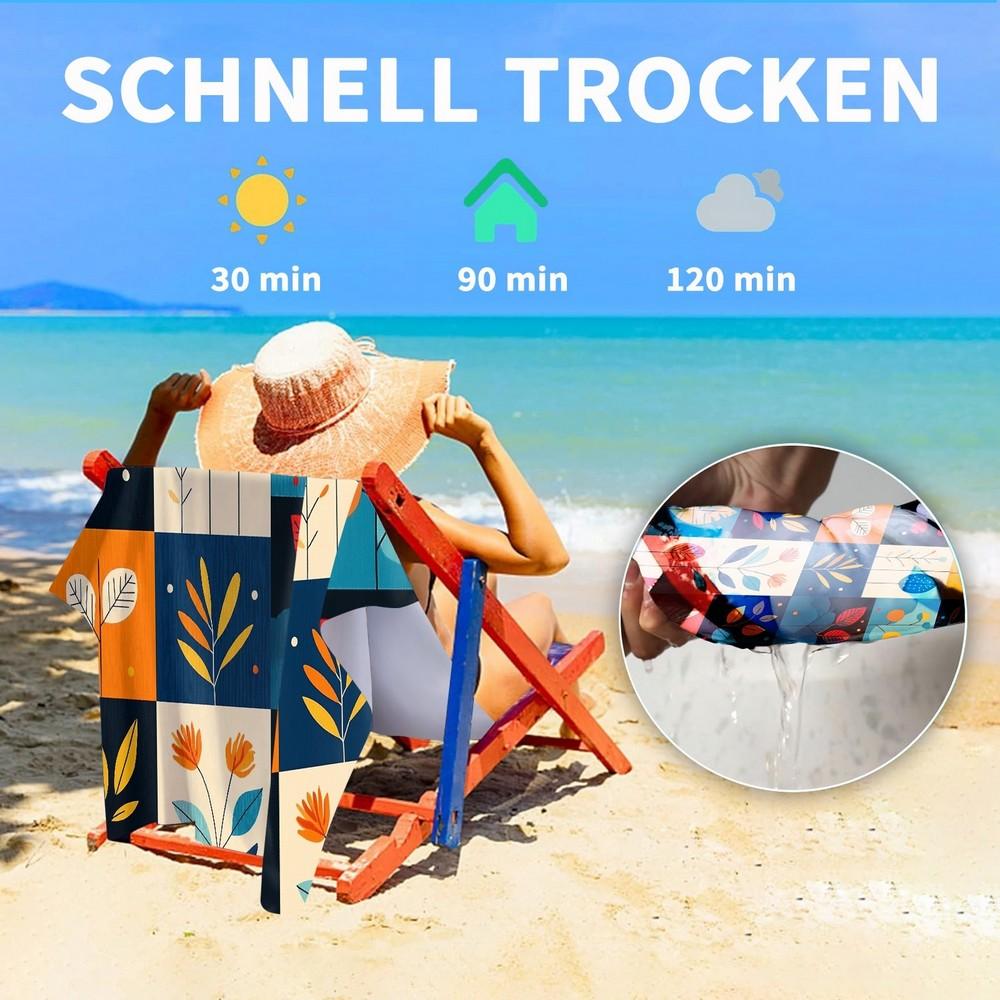 Mid-Century Modern Leaf Beach Towel Patterned Sunscreen And Windproof Suitable For Swimming Pool Camping Travel Blanket