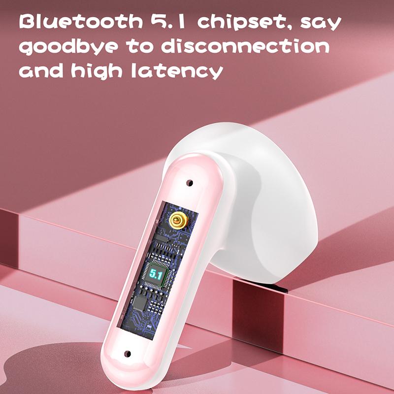 VAORLO Niedliche Bluetooth-Kopfhörer, kabellose Cartoon-Kopfhörer, Geräuschunterdrückung, Stereo-Headset, In-Ear-Ohrhörer für alle Smartphones