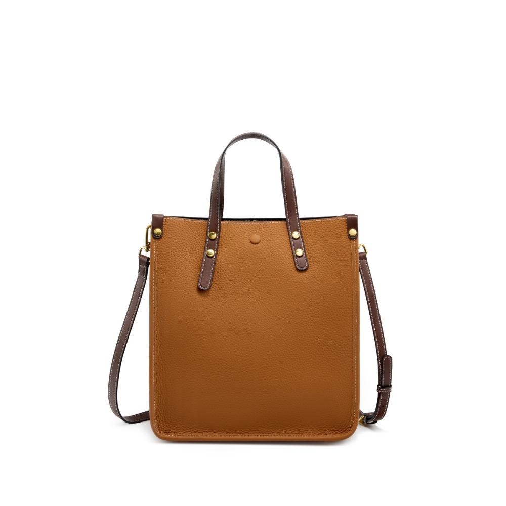 

Текстурированная сумка-тоут для通勤 из коровьей кожи, портативная на плечо, сумка из мягкой кожи коричневый