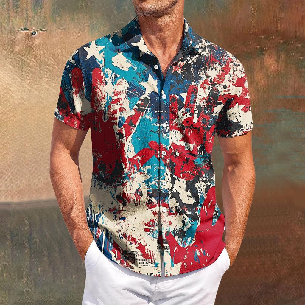 Pánské ležérní tričko s krátkým rukávem, úzké módní pánské s kostkovaným potiskem