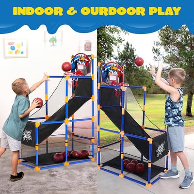 JOYFY Arcade Basketball Game Set with 4 Balls and Hoop for Kids 3 To 12 Years Old Indoor Outdoor Sport Play
