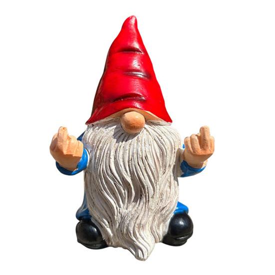 Middle Finger Gnome Statue, Naughty Resin Garden Ornament, Waterproof Sun-Resistant Resin Statue, for Indoor And Outdoor Use