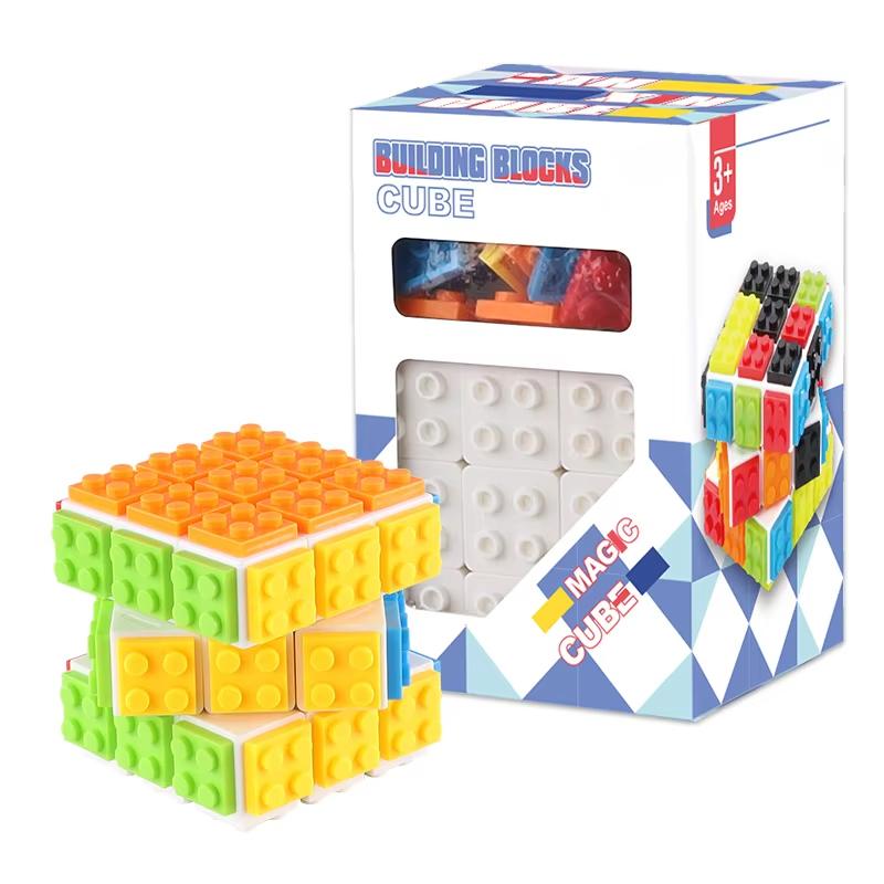 Building Blocks 3D Magic Puzzle Cube 3X3X3 Diy Fidget Toy Brick Anti Stress Relief Sensory Adhd Educational Game For Kids Adult