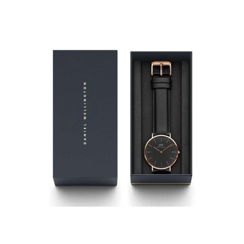 [Official Shop/2-Year Warranty/Authentic Import] Daniel Wellington DW Watch for Men and Women, Classic Black Sheffield 36mm, Stylish Leather Watch, Bl