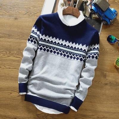 Men's Autumn/Winter Round Neck Pullover Sweater - Youth Korean Fashion Trend