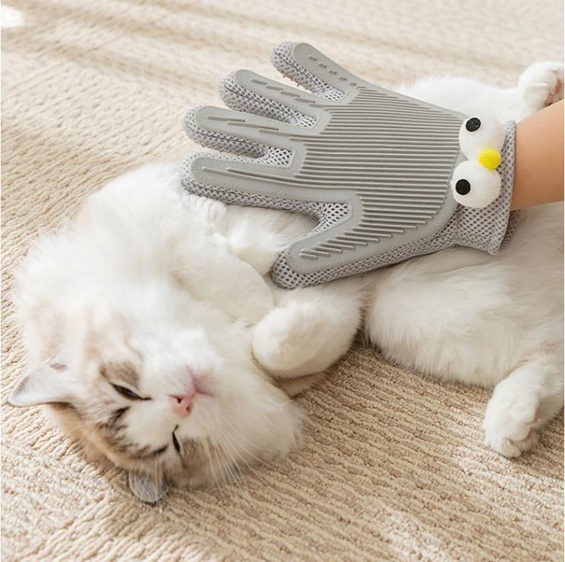 HIPHOPPET BSCI Reusable Double-Sided Pet Hair Removal Glove Eco-Friendly Silicone Massage Brush for Bathing & Grooming Cats Dogs