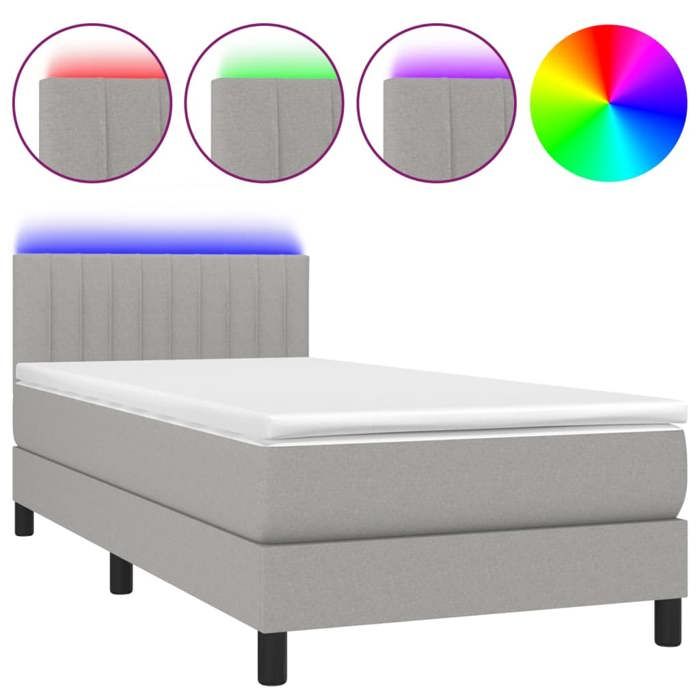 Maison Exclusive - Sommier à lattes de lit avec matelas et LED Gris clair 80x200cm