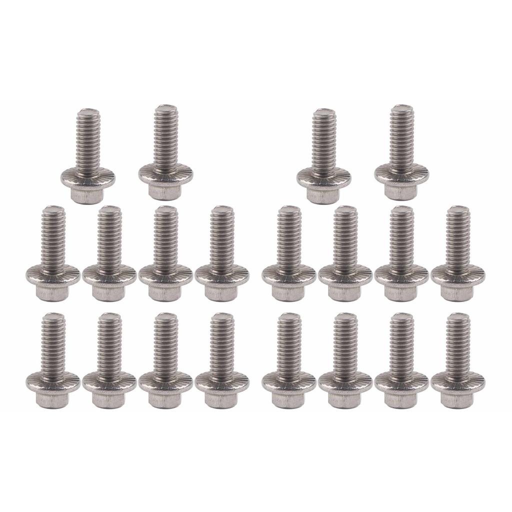 20Pcs Flanged Hex Bolts 304 Stainless Steel Flange Head Screws M6x20 Industrial Construction Fastener