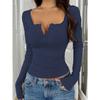 Square Collar Slim Fit Lace Women Blouse Half Open Collar Sweet Tops Casual Long Sleeve Solid Color Simple Short Shirts Ladies Spring Summer Clothing