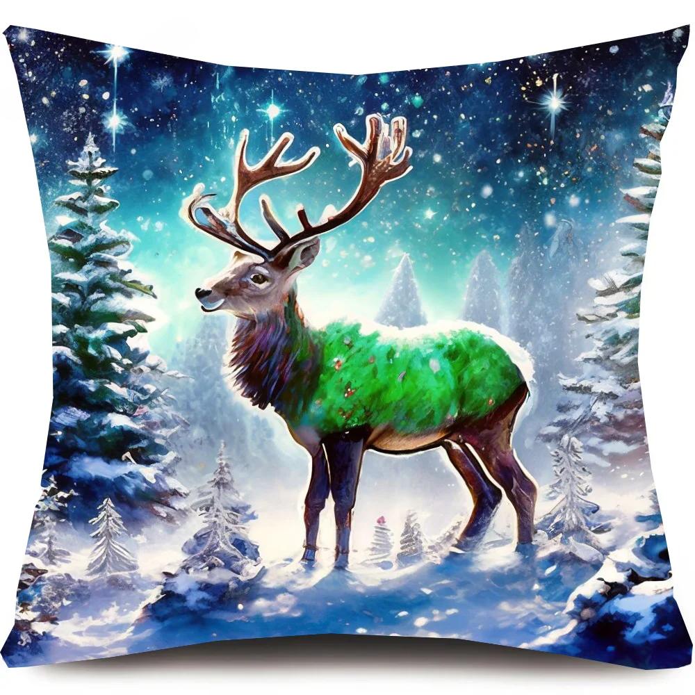 Weihnachts-Hirsch Kissenbezug Kissenbezug Sofakissenbezug Zimmer Heimdekoration