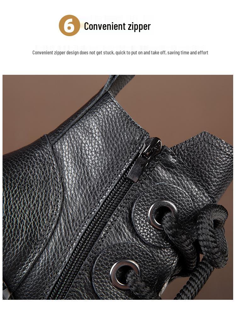 Women's Genuine Leather Retro Platform Ankle Boots - Lightweight, Soft, High-Top (2025 Autumn/Winter Collection)