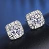 5mm S925 Silver Geometric Square Stud Earrings Mini Elegant Fashion Moissanite Earrings D VVS1 Delicate Jewelry