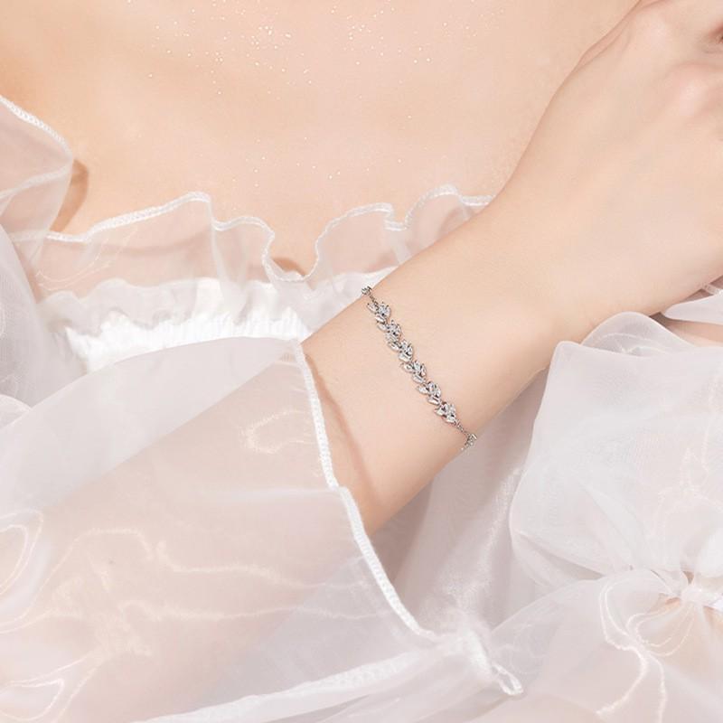 Sterling Wheat Pendant Bracelet Women Lightweight Luxury Floral Design Minimalist Friendship Jewelry
