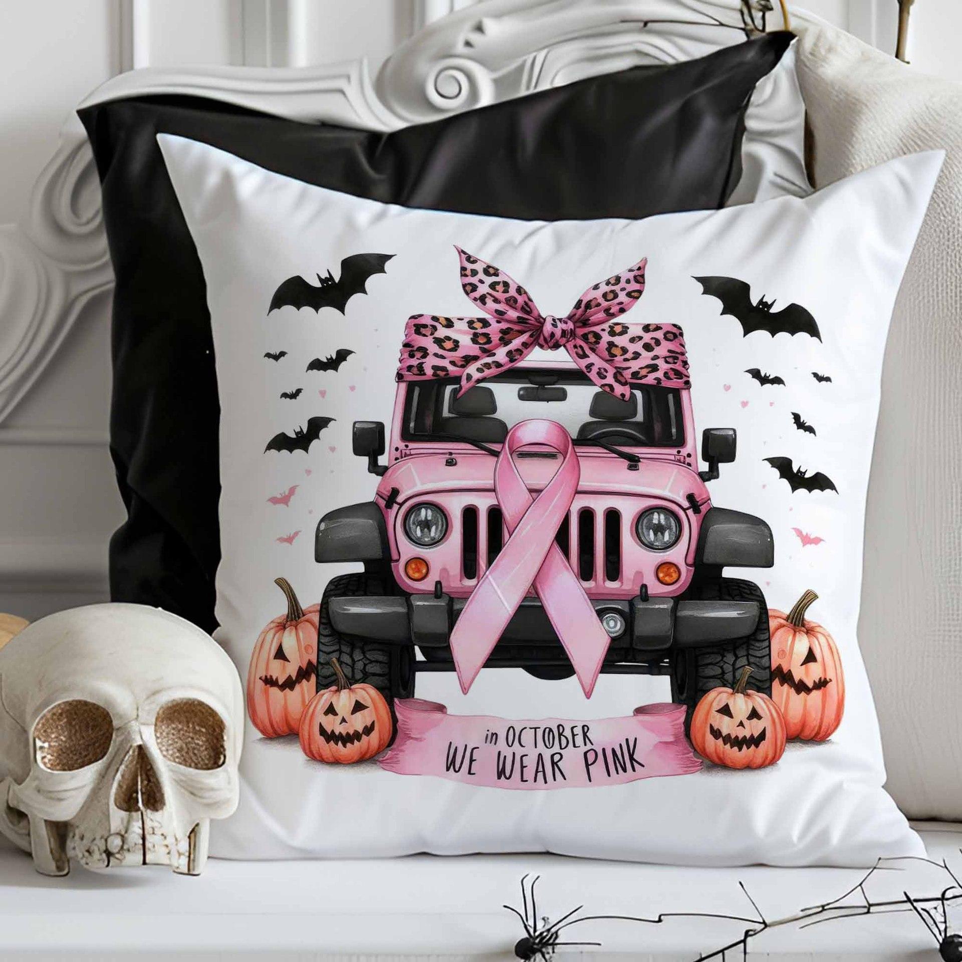 

1pc Pink Halloween Cushion Cover Black Cat Bats Printed Soft Cozy Pillowcase Suitable for Halloween Themd Party Sofa Decoration 45x45cm