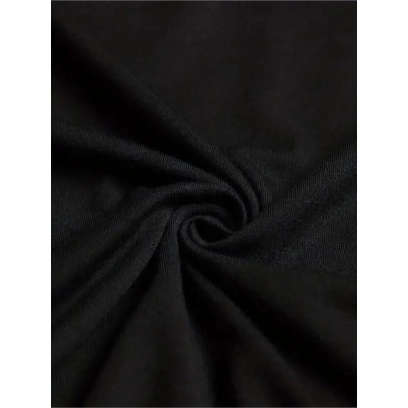 European Sizes Adult's Casual Crew Neck T-Shirt - Black Cat Print, Smooth Fabric - All-Season Wear | Regular Fit | Positioning Printing