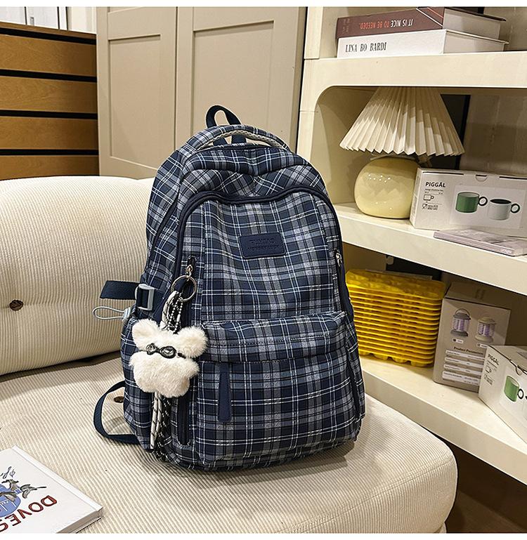 Schoolbag high-value retro style plaid schoolbag for women's autumn and winter new Korean ins middle and high school students versatile backpack