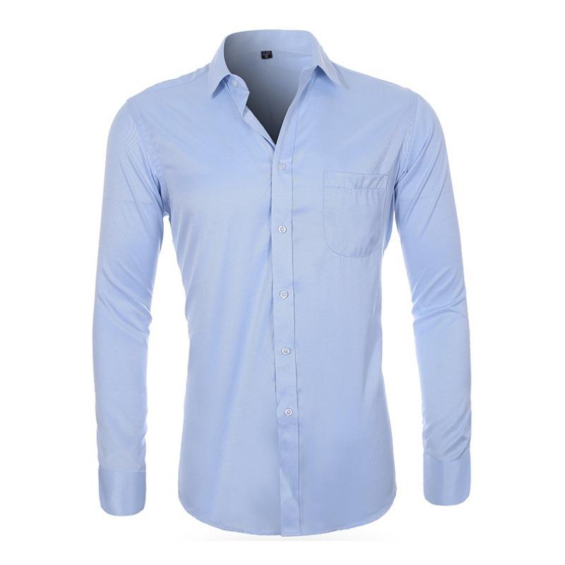Men’s Plus Size Classic Long Sleeve Solid Dress Shirt