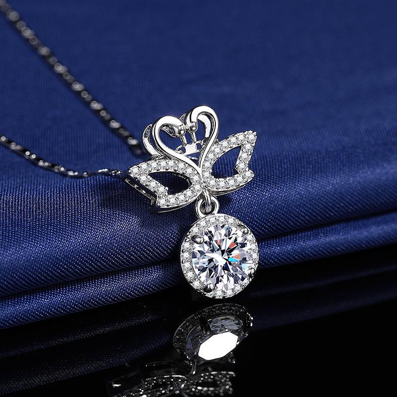 Romantic 2 Carat Swan's Kiss Moissanite Pendant Necklace
