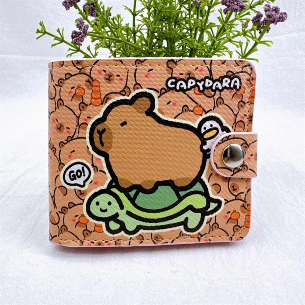 Мультяшная Капибара Кошелек Короткий Мешочек для Денег Складной Милый Кошелек для Монет ПУ Кожа Мини-Кошелек Держатель для Карт На Кнопках
