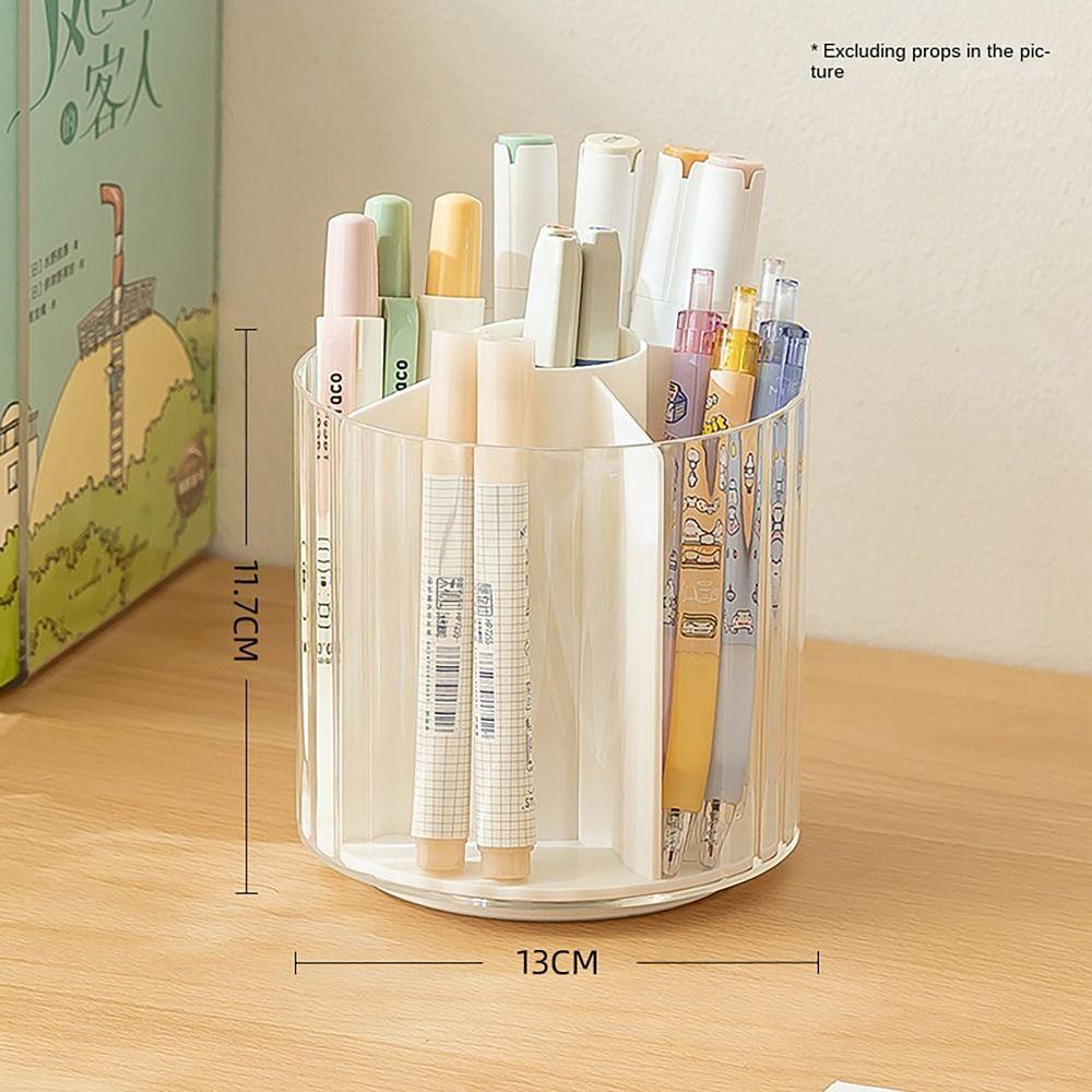 Double Rotation Drawer Pen Holder Desk Stationery Storage Pencil Container Students