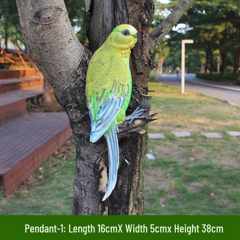 Parrot Tree Decoration: Cross-border Bird Model Resin Ornament for Courtyard