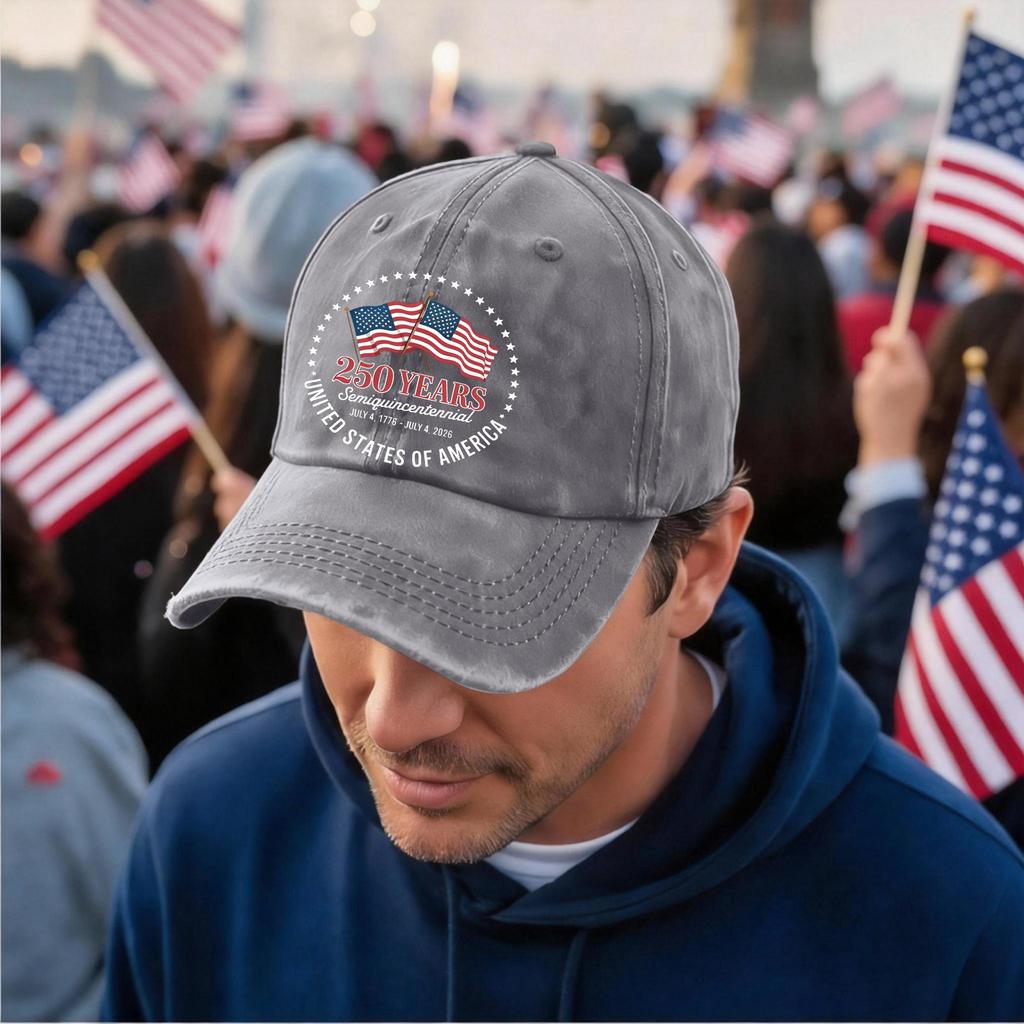 Men's and Women's Distressed Washed Casual Baseball Caps, Flag Letter Print Hats
