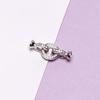 18k Gold-Plated S925 Sterling Silver Round Double Ring Pearl and Crystal Necklace Clasp for DIY Beading.