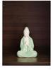 Ceramic Seated Guanyin On Lotus with Light Ring and Anjali Mudra for Home Decor