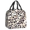 Custom Brown Animal Leopard Print Insulated Lunch Bags for Women Leopard Eyes Portable Cooler Thermal Food Lunch Box Children