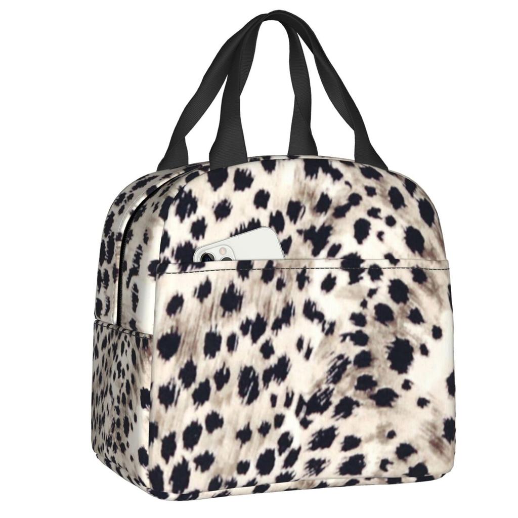 Custom Brown Animal Leopard Print Insulated Lunch Bags for Women Leopard Eyes Portable Cooler Thermal Food Lunch Box Children