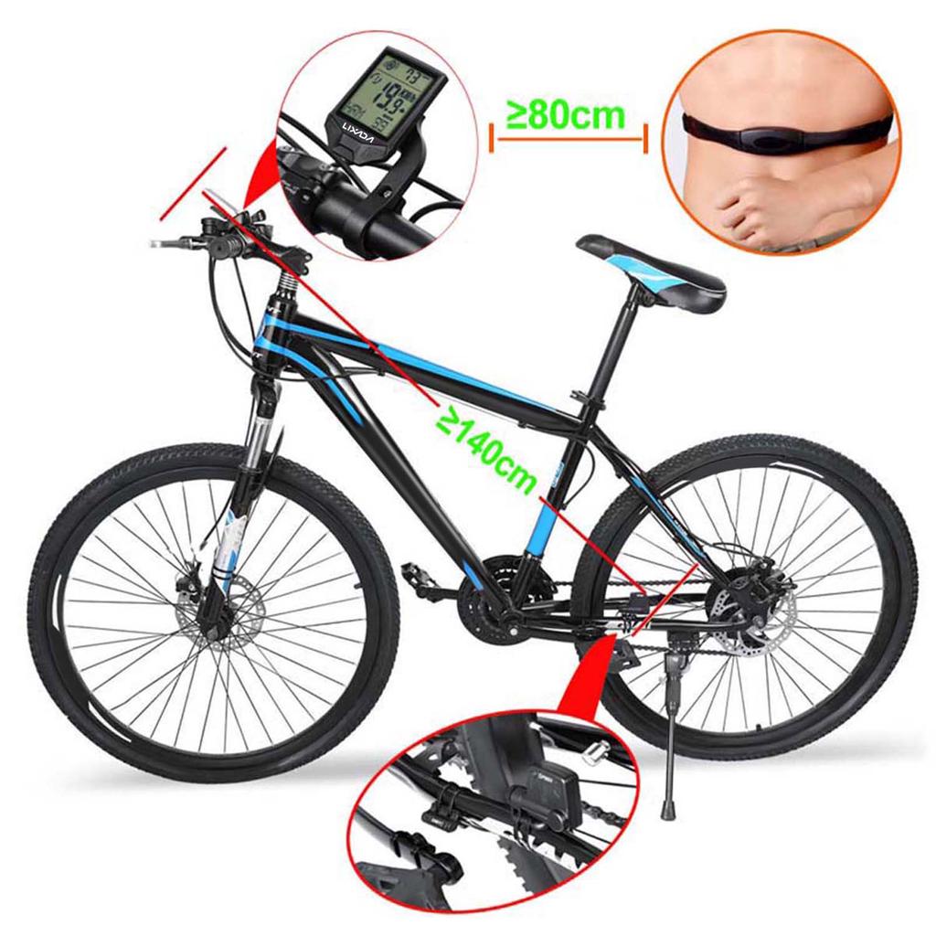 LIXADA Wireless Bike Computer Speed Meter with Heart Rate Sensor Backlight Display Multifunction Waterproof Cycling Speedometer