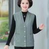 Damen Frühlings-/Herbst-Strickjacke mit V-Ausschnitt, einfarbig, eleganter Weste