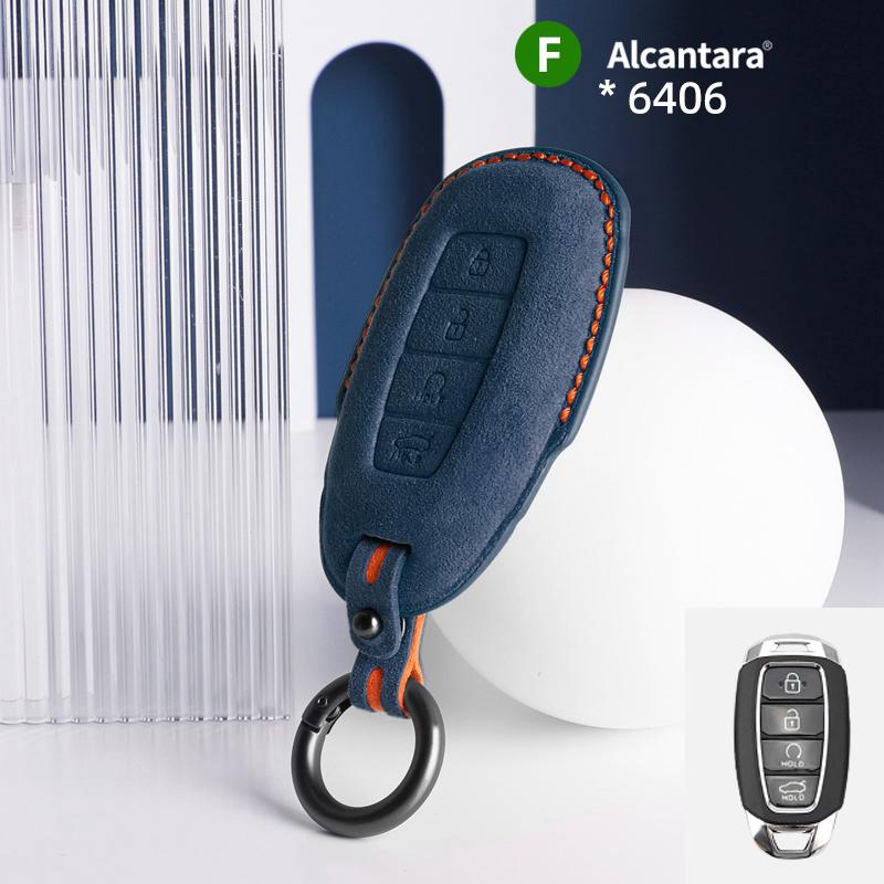 Alcantara For Hyundai Solaris Azera Elantra KONA Grandeur IG Accent Santa Fe Car Key Case Accessories Keychain Shell 2025 2025