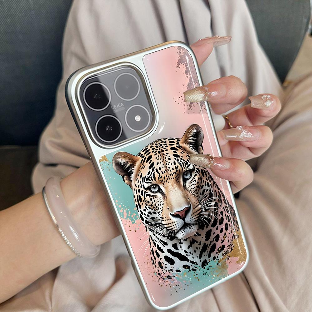 Watercolor Leopard Drop Glue Case For iPhone 15 17 13 Pro Max Phone 11 12 ProMax 14 15 16 Plus Cases Shockproof Minimalist Funda