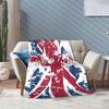 Union Jack Flag Knitted Fashion Blanket Flannel UK United Kingdom Great Britain British Warm Throw Fashion Blanket for Outdoor Travel Breath