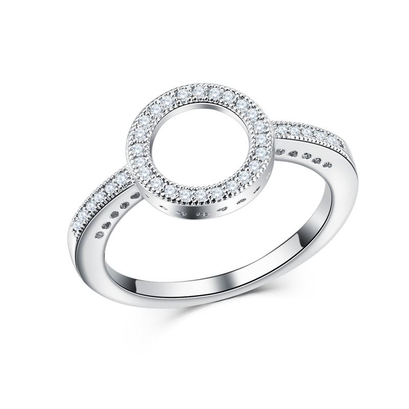 Huitan CopperColor Women Ring Simple Circle Shaped Fashion Versatile Daily Party Lady Accessories Full Shiny CZ Elegant Jewelry