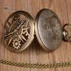 Vintage Unisex Hollow Gear Arabic Number Quartz Pocket Watch Pendant Necklace
