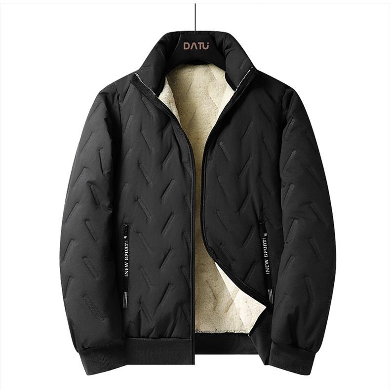 

Мужская осенне-зимняя куртка большого размера из овечьей шерсти с хлопковой подкладкой, мужская теплая толстая куртка с хлопковой подкладкой и добавлением бархата, повседневная свободная куртка, хлопок S чёрный