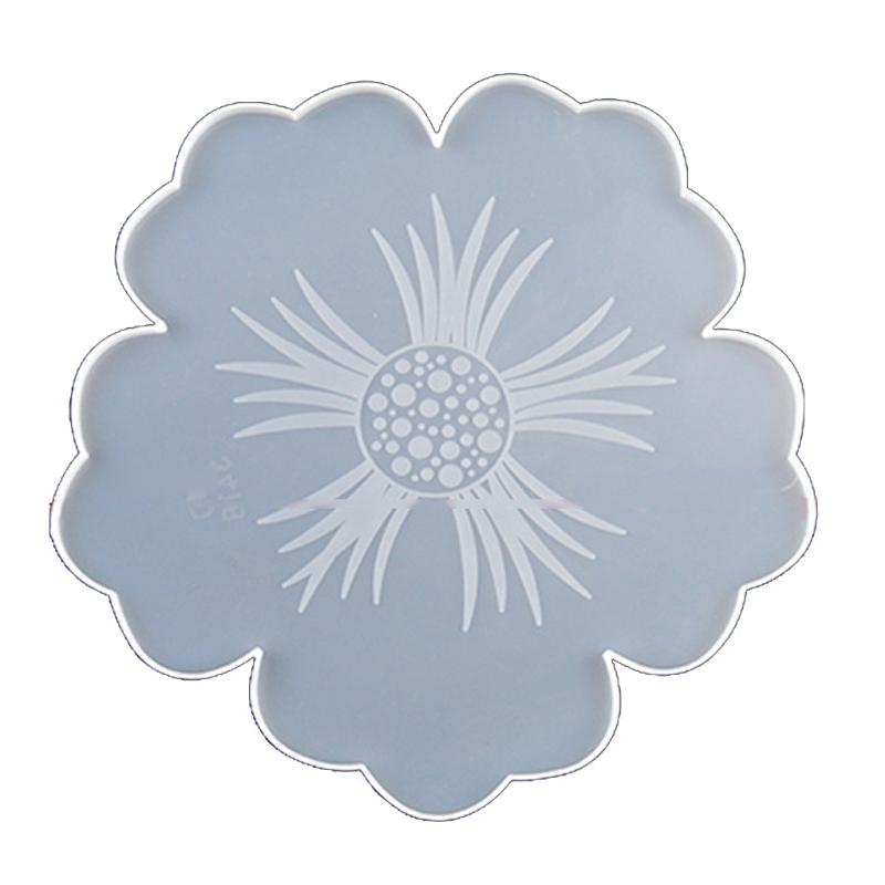 Flower Shape Coaster Mold with Sunlight Edges Fruit Tray Silicone Epoxy Casting Mold for Resin DIY Jewelry Plate Trinket