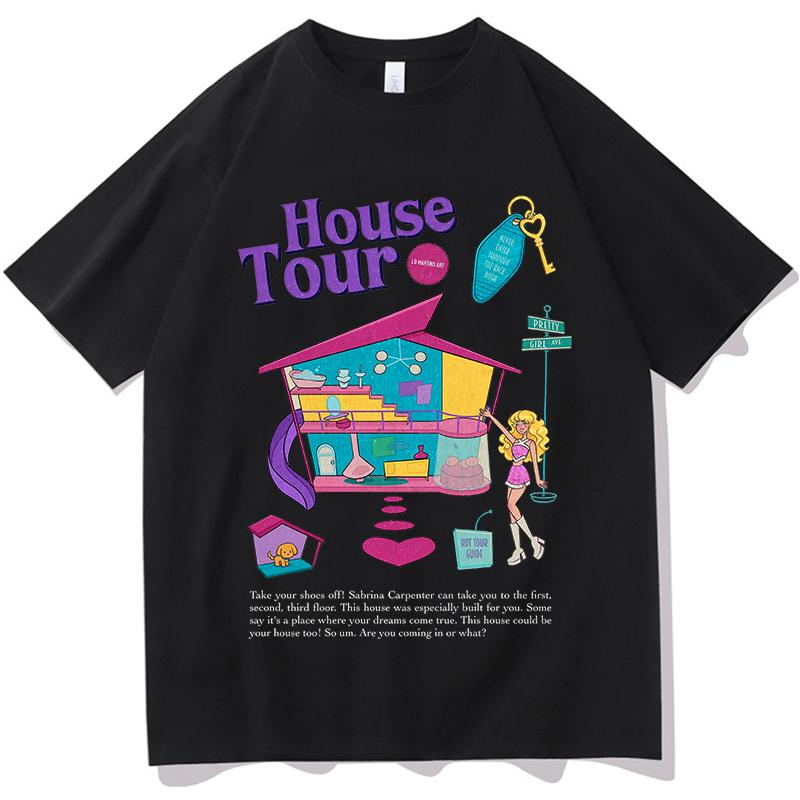 

Sabrina Carpenter House Tour T-shirt Men and Women New Summer Cotton Y2K Clothing Hip Hop Casual Oversized Short Sleeve Tops ... 5XL різнокольоровий