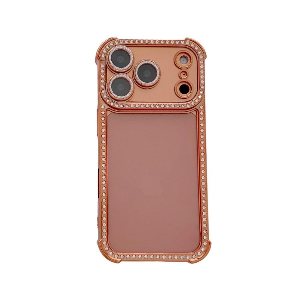 Apple 17 Pro Max Four-Corner Airbag Anti-Drop Instant Case for iPhone 16 with Rhinestone Glitter and Lens Film