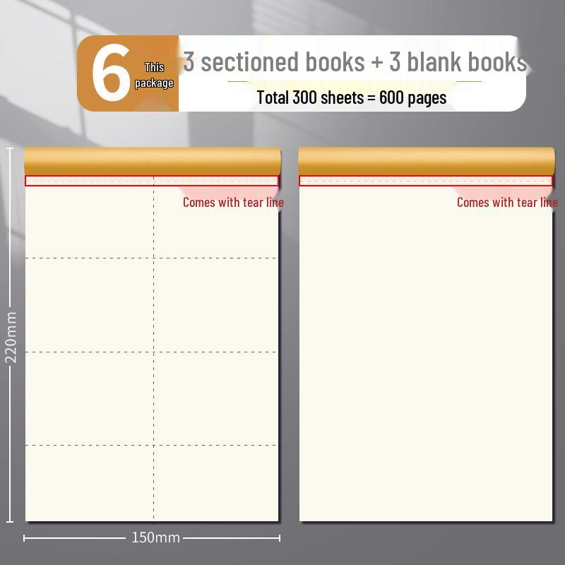 Partitioned Math Scratch Notebook for Students: Elementary To High School - Kraft Cover