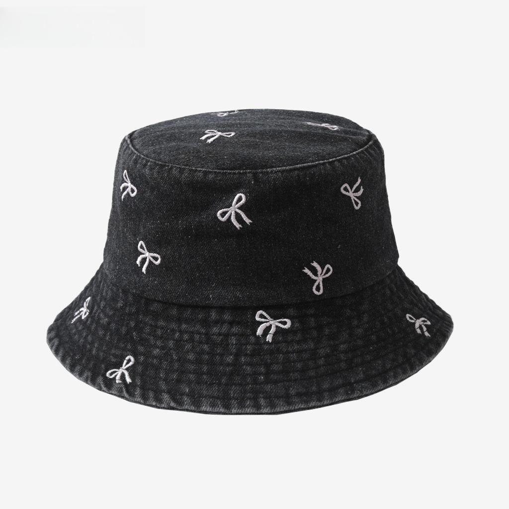 1 pezzo Cappello a secchiello estivo con ricamo di ciliegie lavato per donna, cappello da pescatore per esterni, cappellini protettivi solari carini per viaggi, spiaggia