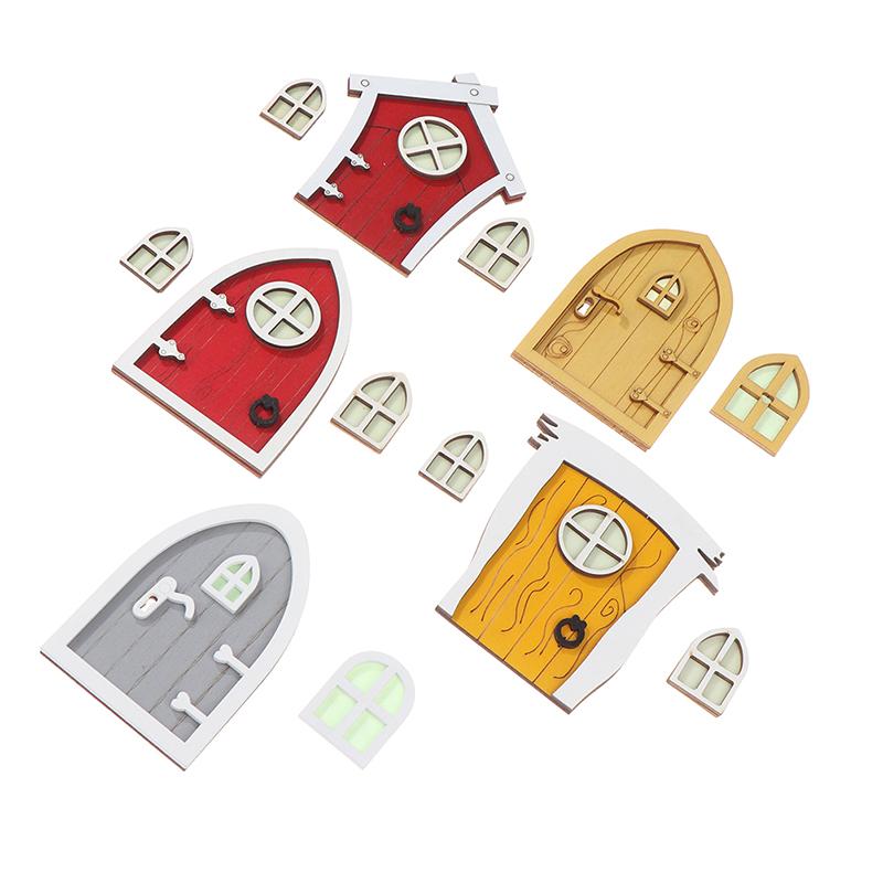1Set Dollhouse Miniature Fluorescent Fairy Elf Door Window Model House Decor Toy