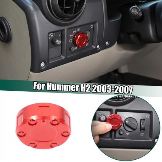Red Mecha Headlight Switch Knob Cover Trim Ring For Hummer H2 2003-2007