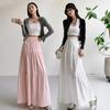 Summer 2025 White Midi Skirt: Women's Puffy Swing Dress