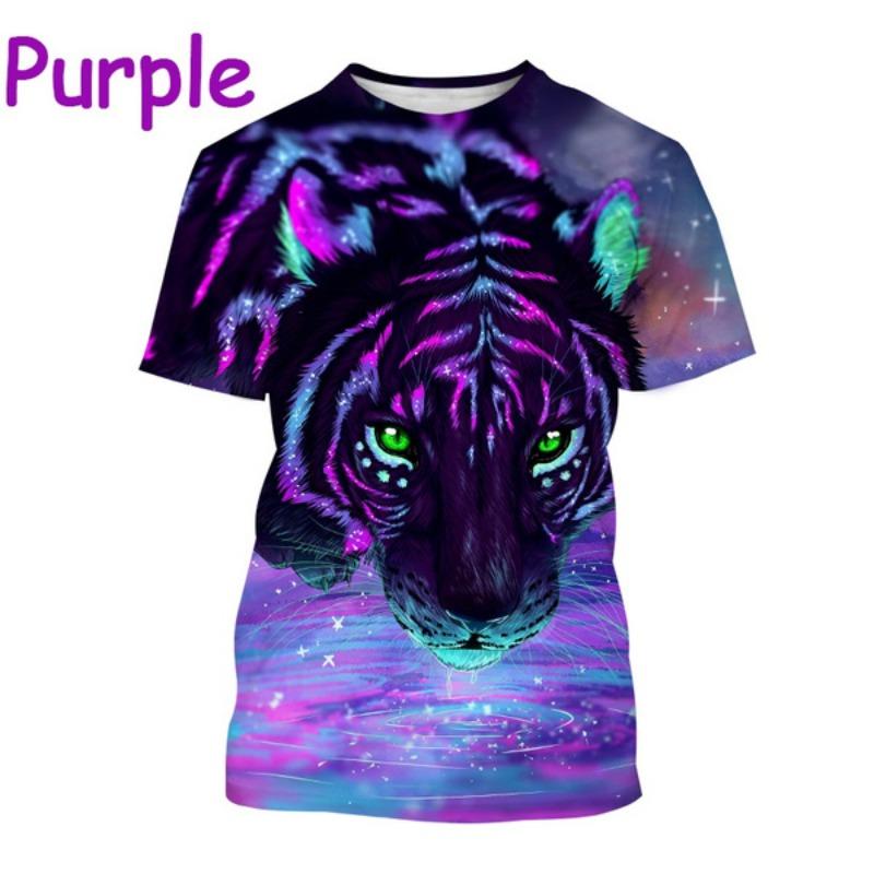 Tiger 3D Cool T-shirt Fashion Men's Animal Art Tiger T-shirt Harajuku Novelty Hip Hop Unisex Street Short Sleeve
