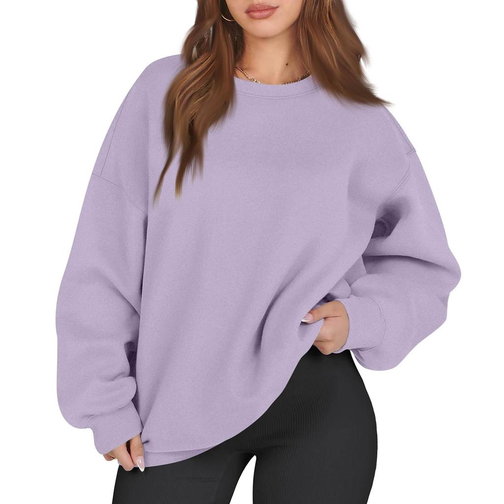 Women's Fashion Long Sleeve Loose Oversize Solid Color Half Zipper Neck Sweater Top With Pockets